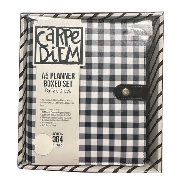 carpe diem buffalo plaid boxed planner set undated hello today NEW in box - Picture 1 of 11